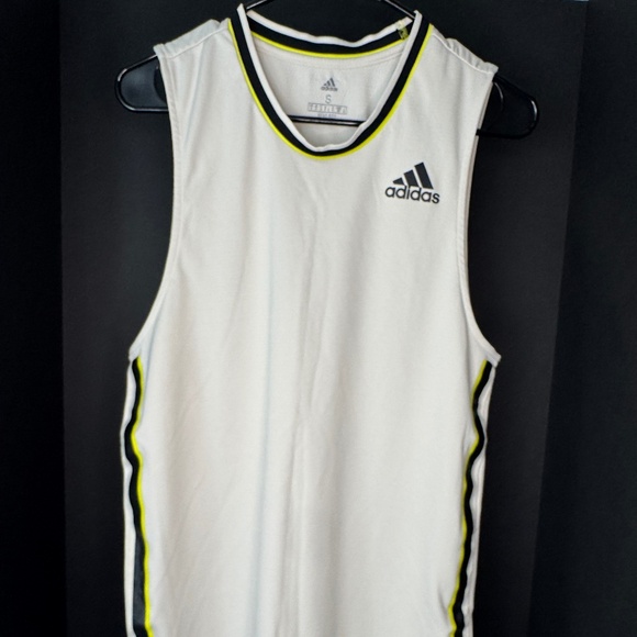 Adidas Tank Top + Mesh Shorts Set - Black and Yellow S - Picture 1 of 4